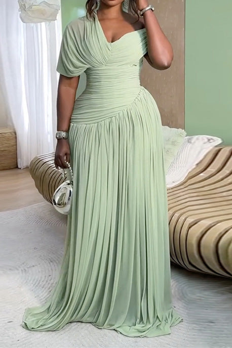 Asymmetrical Ruched Corset Maxi Dress