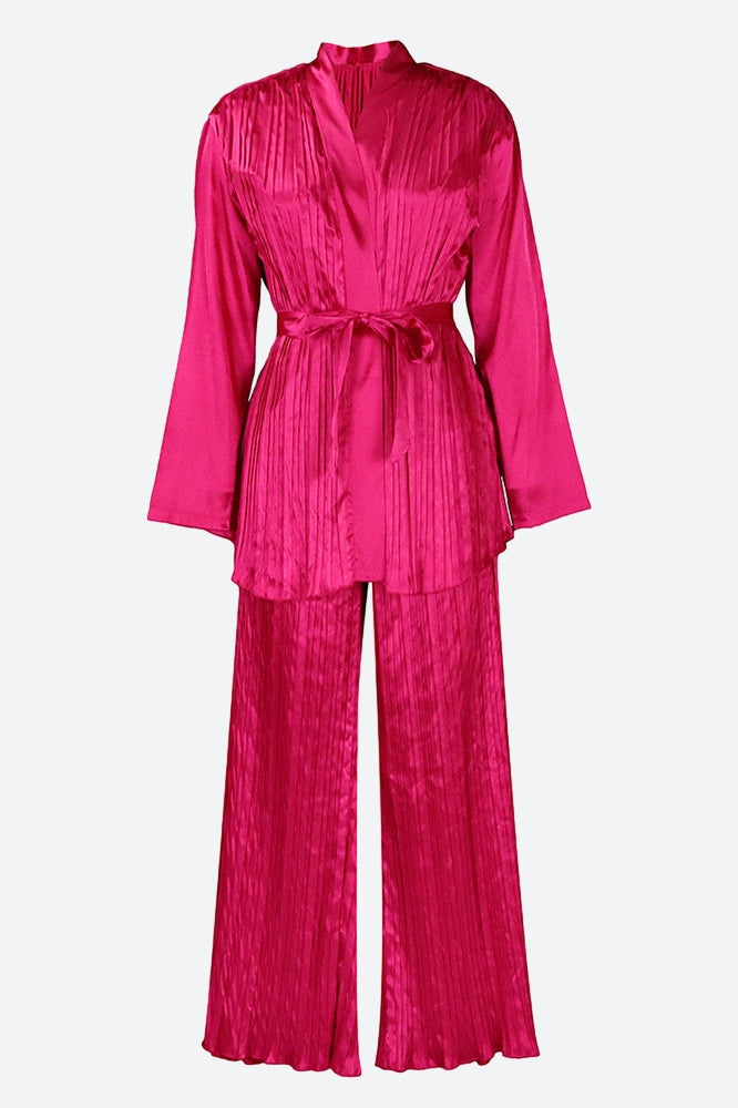 V Neck Long Sleeve Tops Wide Leg Pants Set