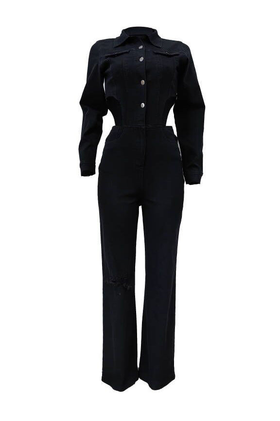 Cut-Out Casual Stretch Jumpsuit