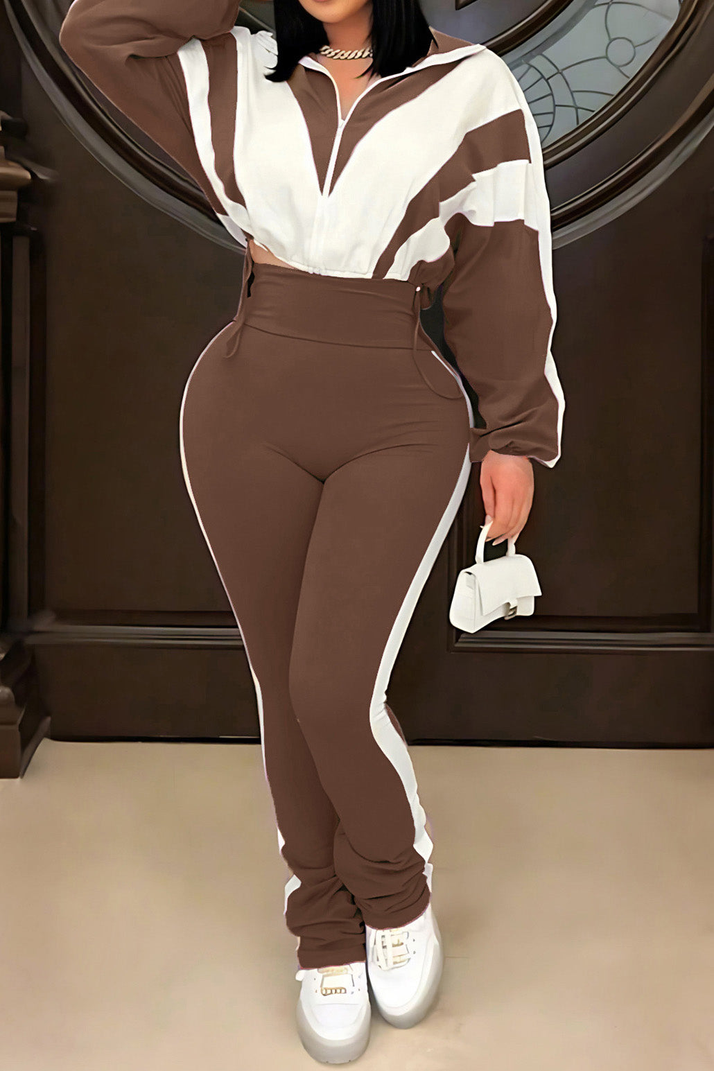Sporty Color Block 2-Piece Tracksuit