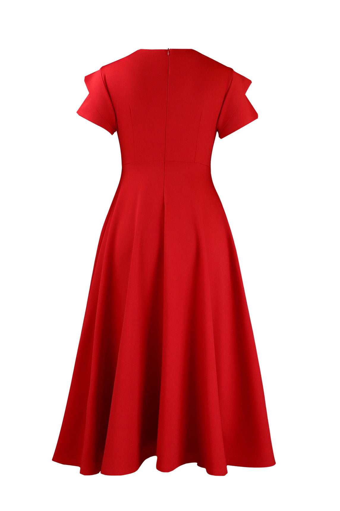 3D Floral Notched Neck A-Line Midi Dress