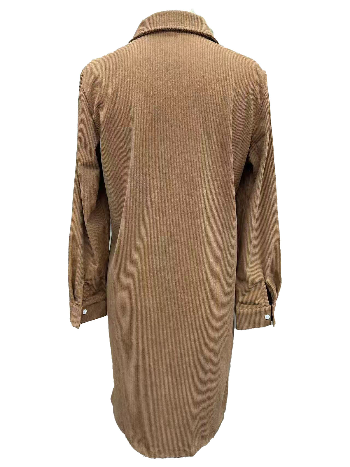 Single Breasted Pocket Shirt Style Midi Dress