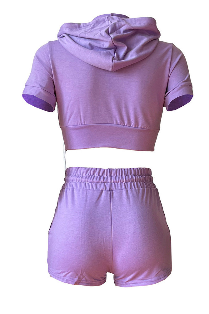Crop Top Hoodie Short Set