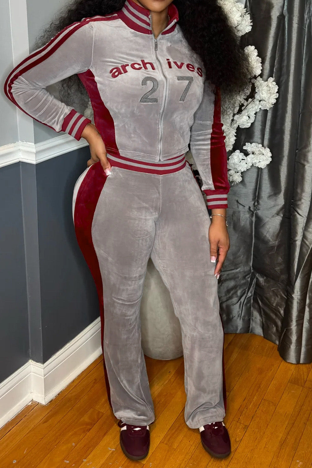 Graphic Velour Flared Track Set