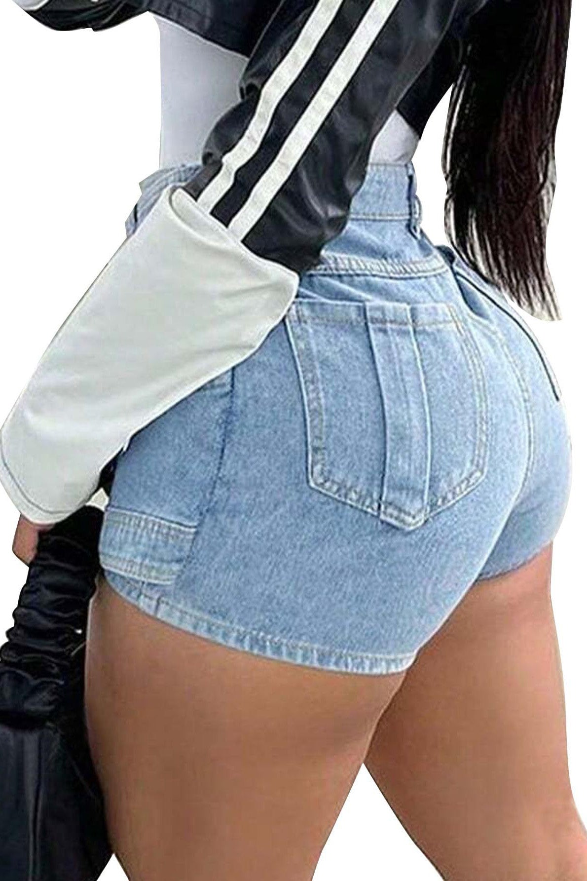 Asymmetrical Wrap Denim Shorts