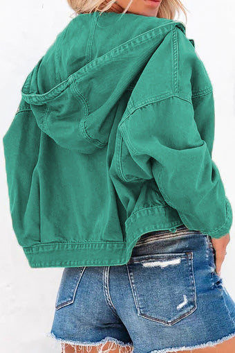 Loose Fit Hooded Denim Jacket