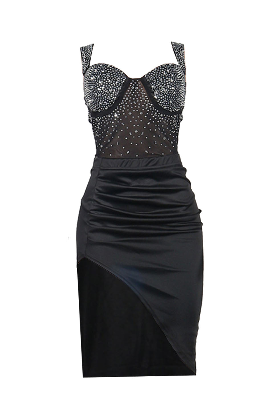 Rhinestone Bodysuit & Pencil Skirt Skirt Set