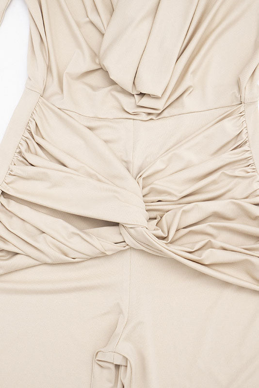 Cowl-Neck Twist-Front Wide-Leg Jumpsuit
