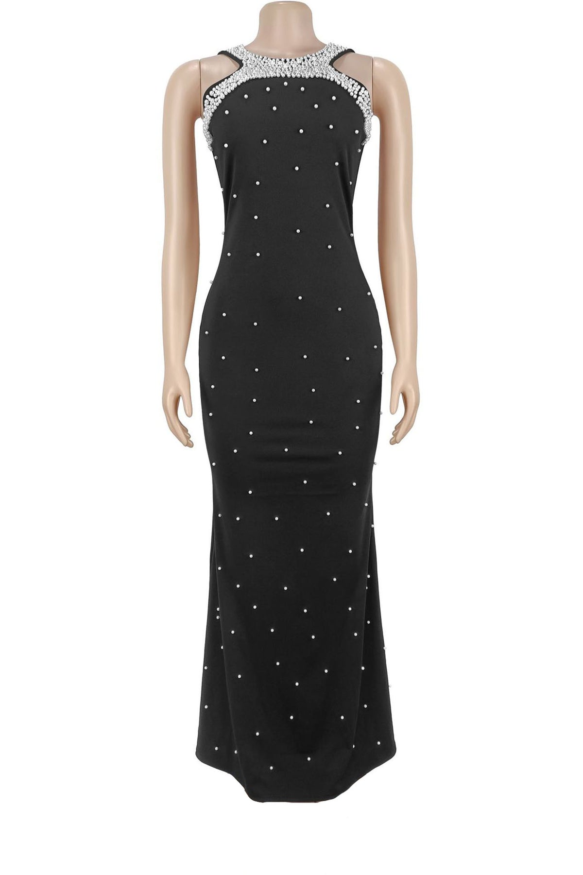 Embellished Halter Maxi Gown