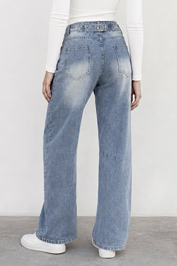 Non-Stretch Paneled Straight Leg Jeans