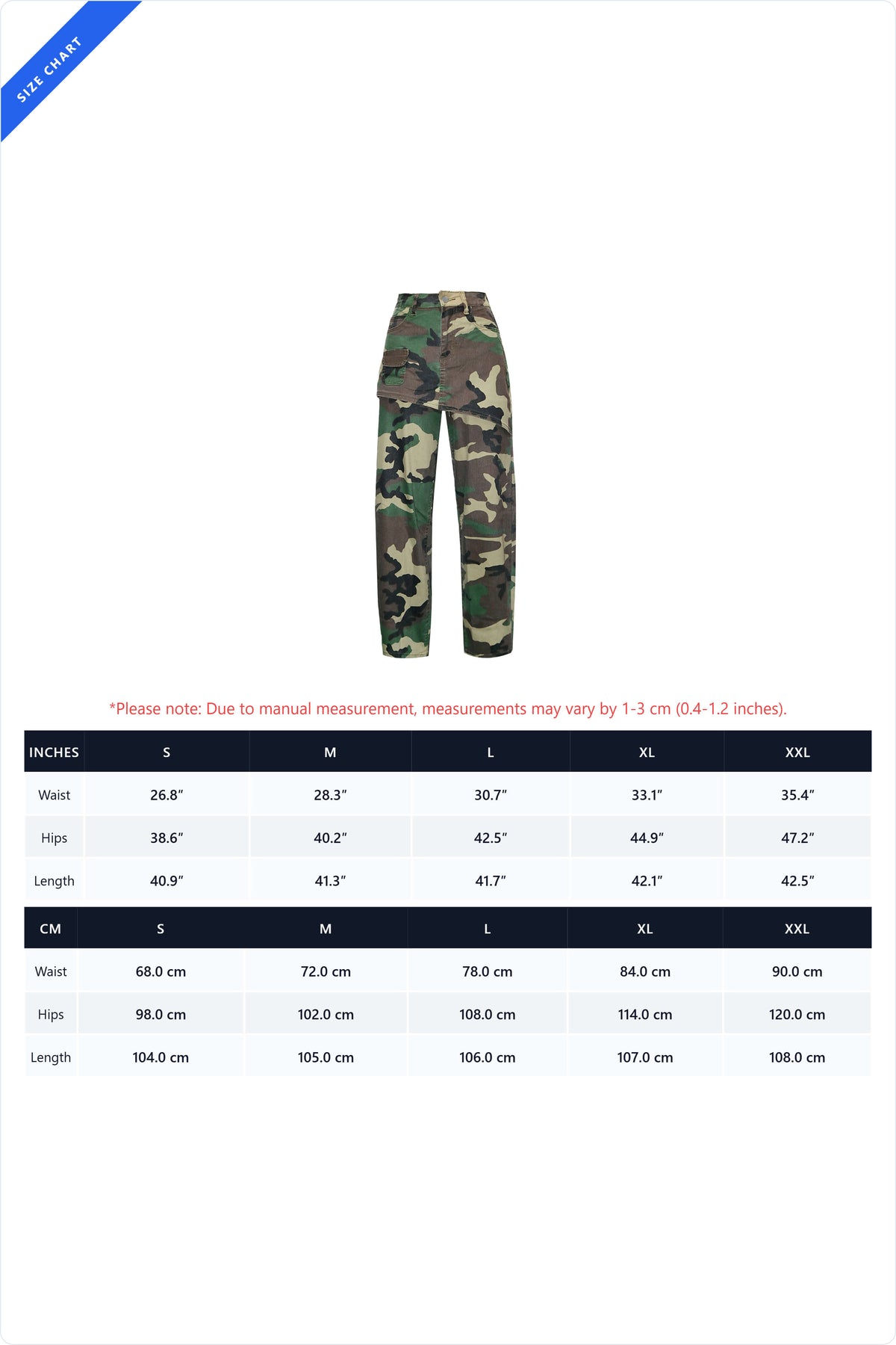 Camo Asymmetrical Skirt Overlay Wide Leg Pants