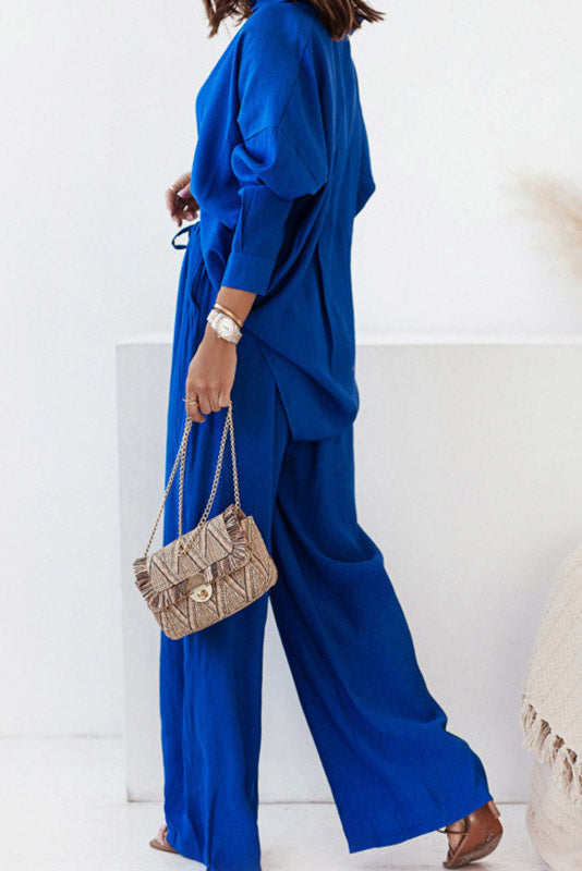 Elegant Ruffle Shirt And Pants Set
