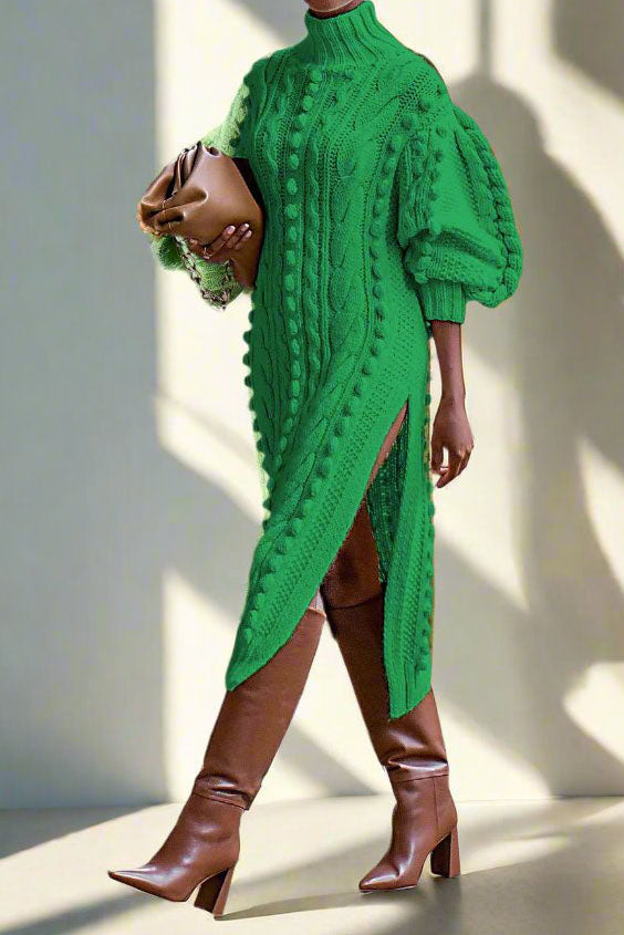 Midi Length Knitted Sweater Dress