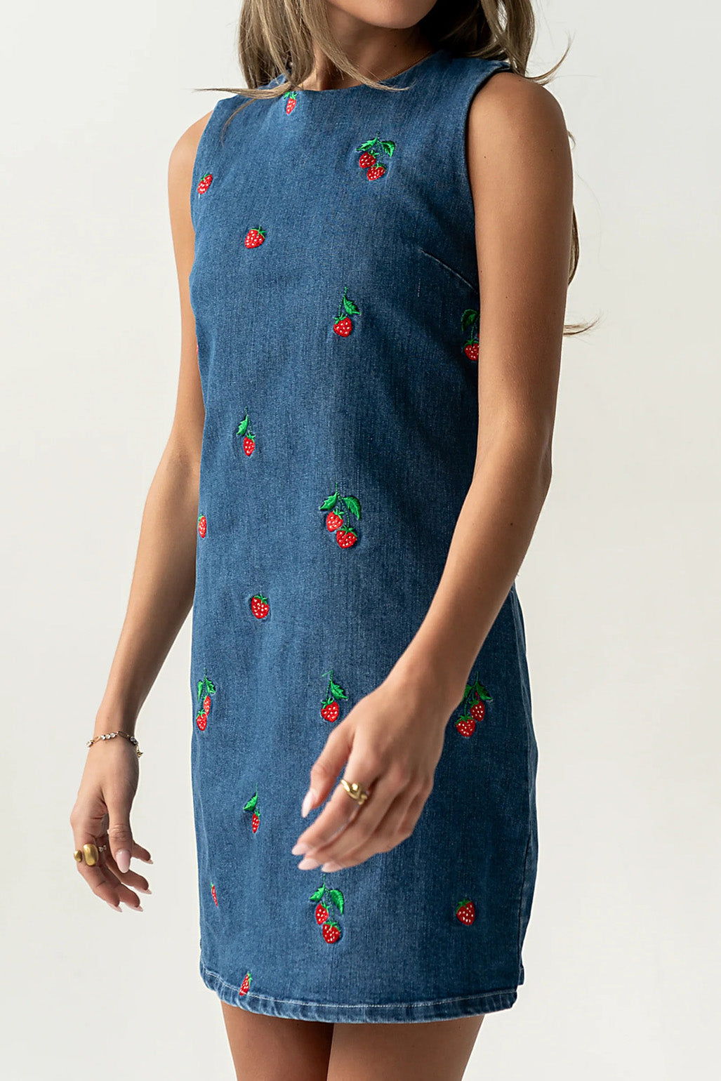 Embroidered Relaxed Denim Vest Dress