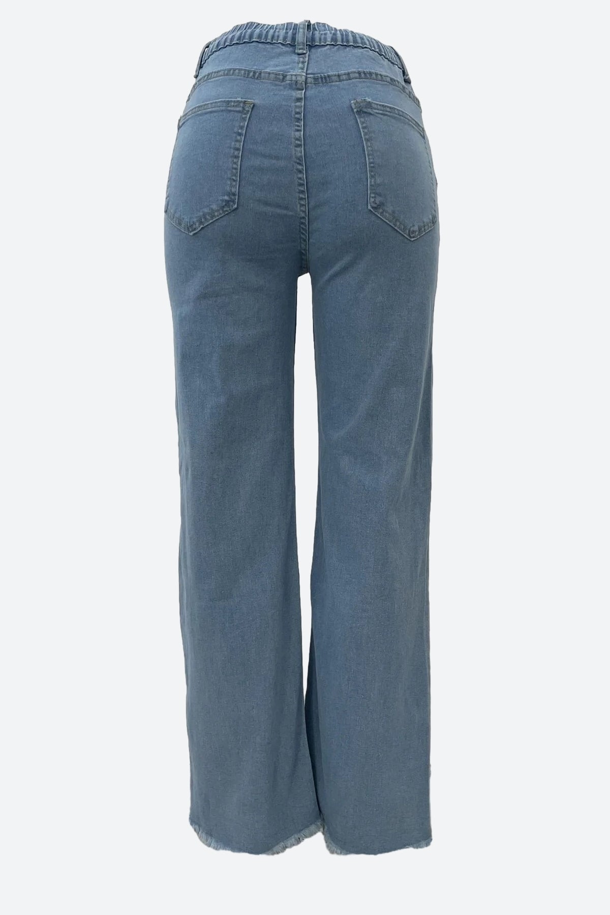 Ripped Fringe Wide-Leg Jeans