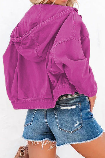 Loose Fit Hooded Denim Jacket