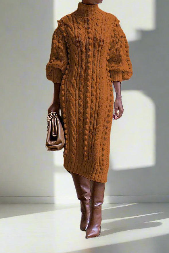 Midi Length Knitted Sweater Dress