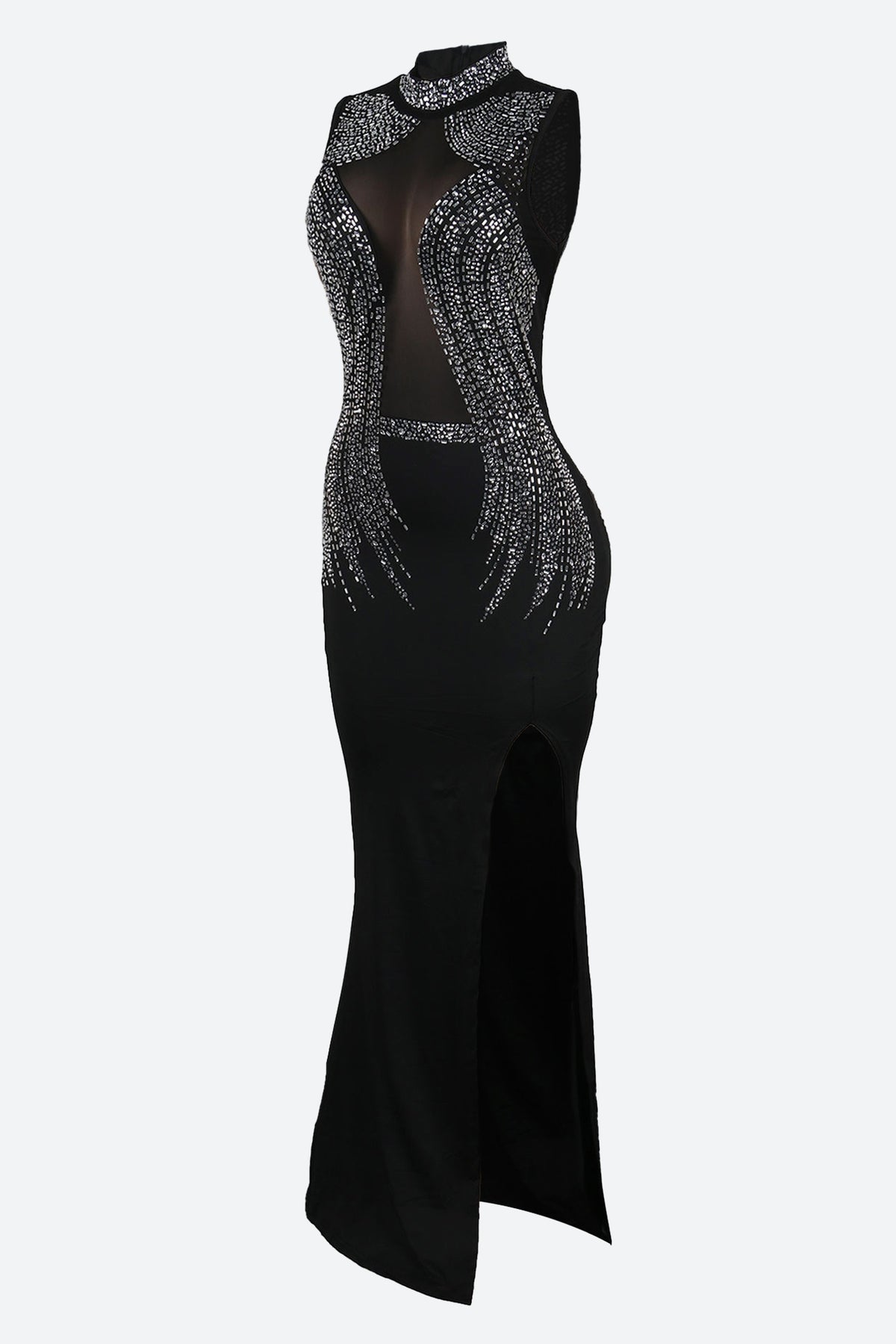 Turtleneck Sequin Bridal Dress