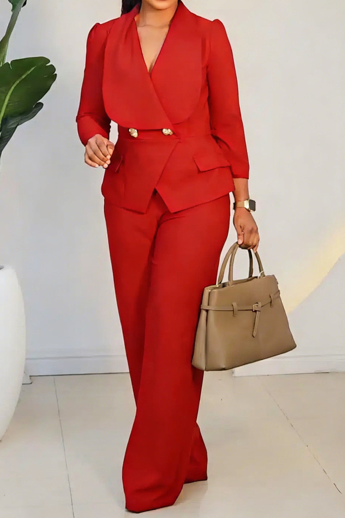 Elegant Shawl Collar Blazer Jumpsuit