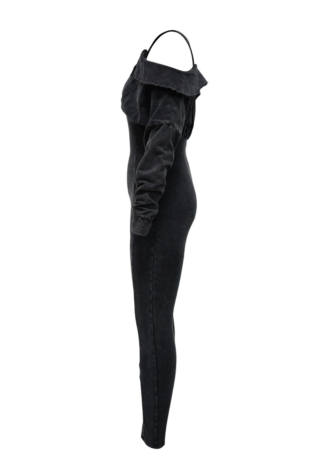 Off-Shoulder Mineral Wash Ribbed Jumpsuit