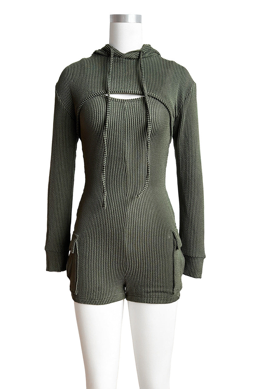 Crop Hoodie Romper Sets