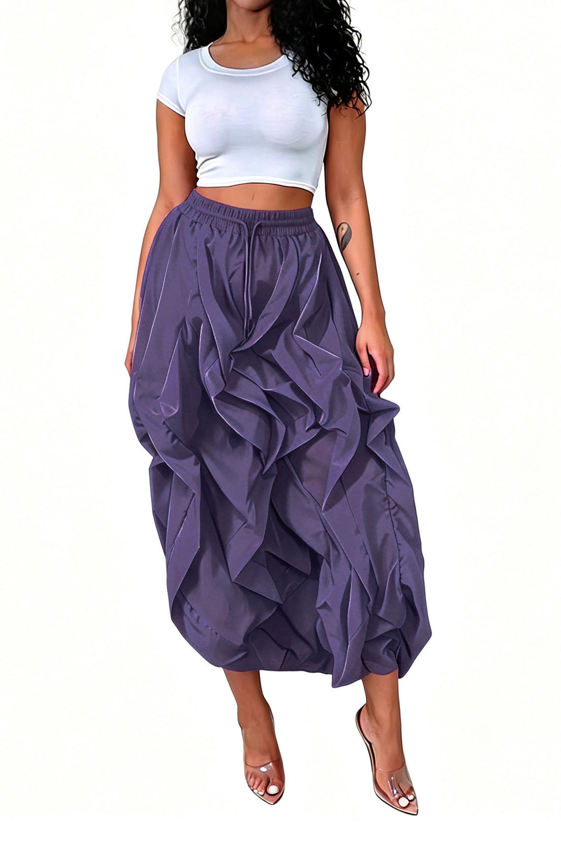 Cascading Ruffle Midi Skirt