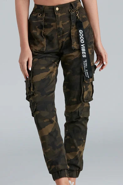 High Rise Cargo Joggers With Pockets