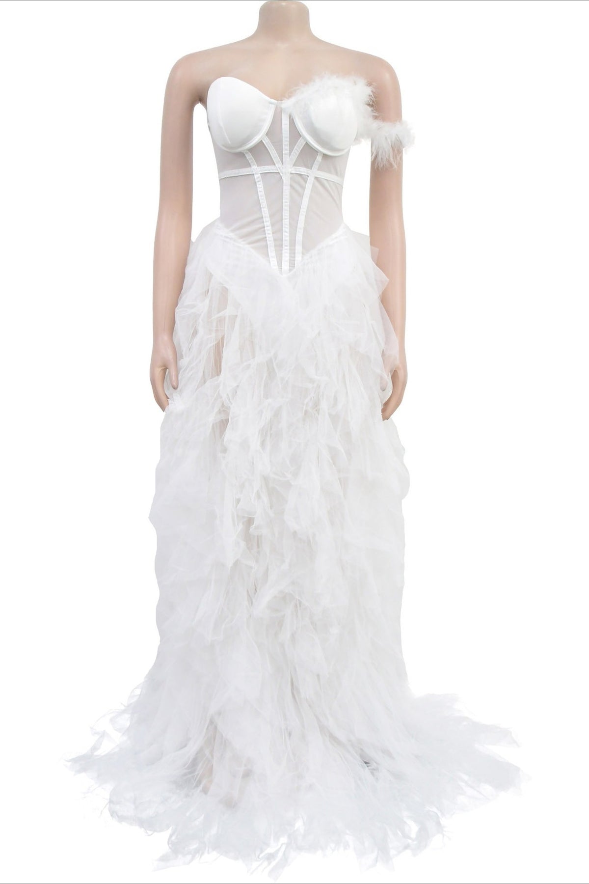 Strapless Corset Tulle Maxi Dress