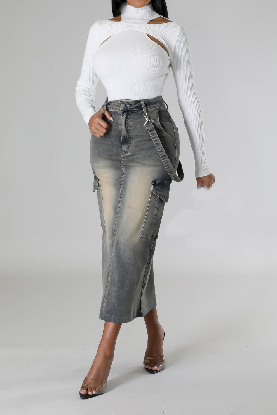 Denim Cargo Skirt