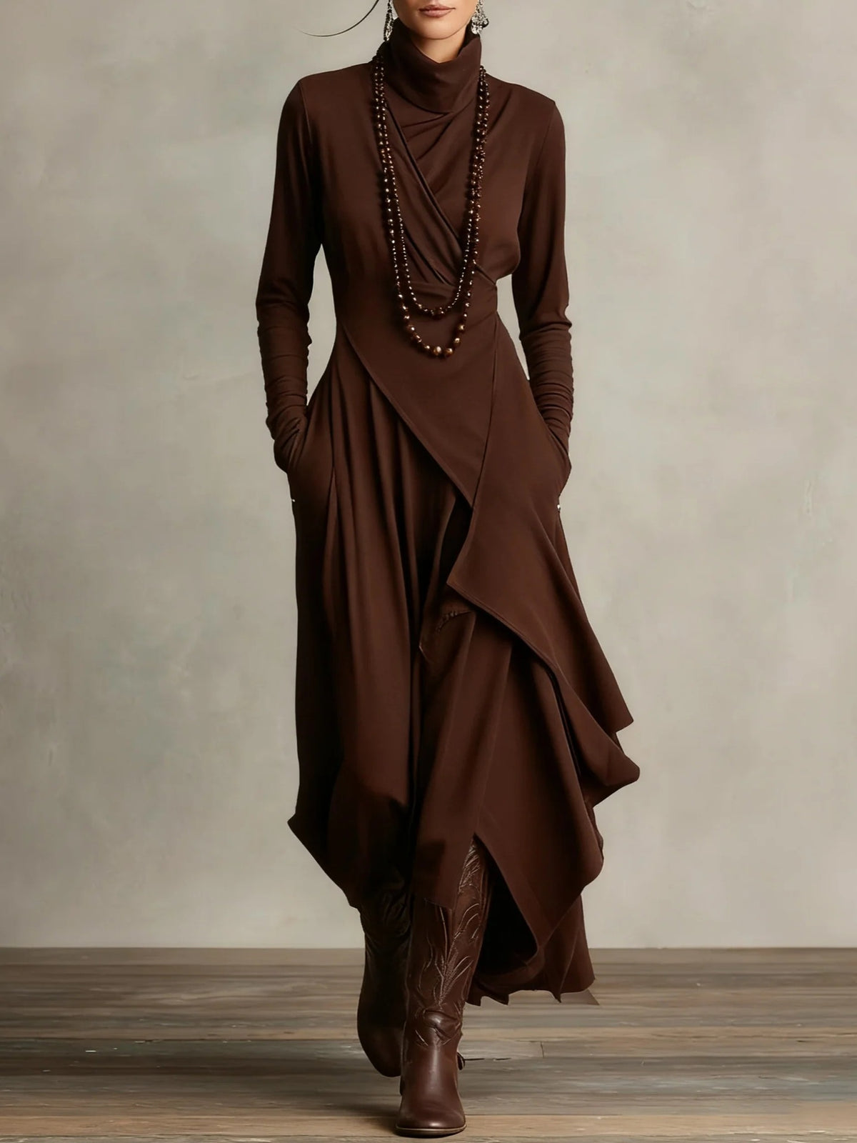 Bohemian Turtleneck Maxi Dress