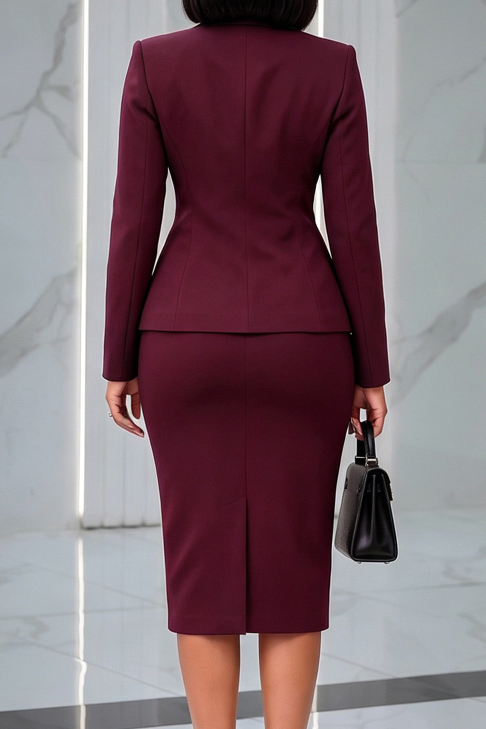 Double-Breasted Blazer & Pencil Skirt Set