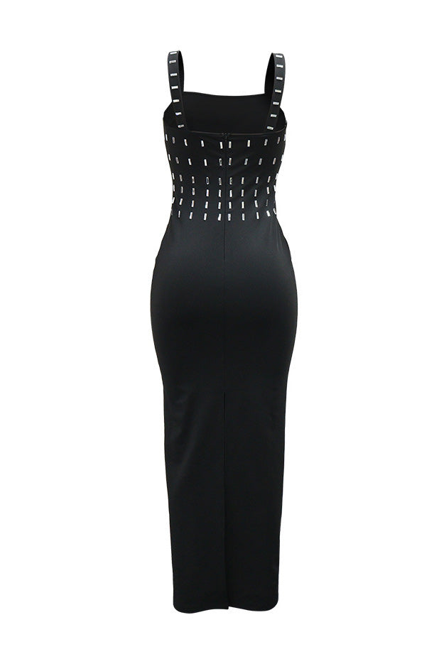 Rhinestone Embellished Strappy Maxi Dress
