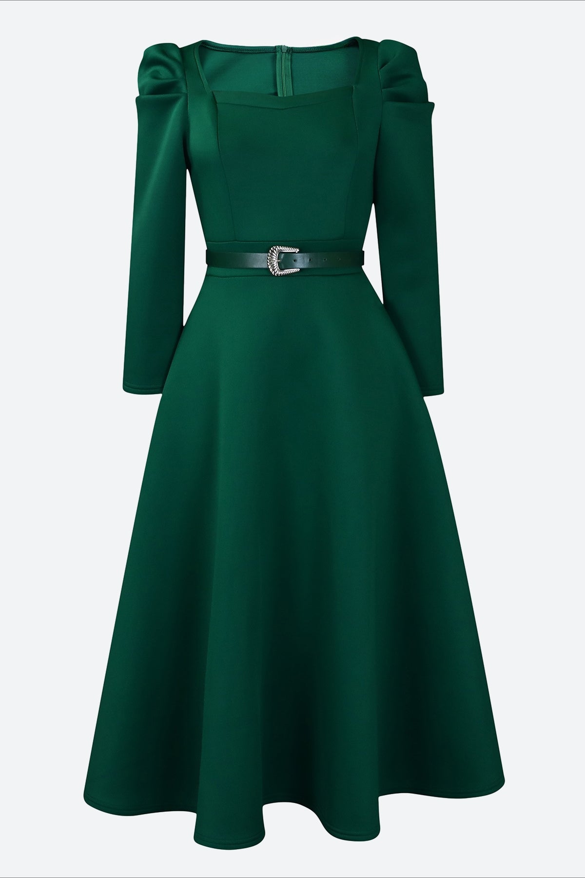 Puff Sleeve Elegant Pleated A-Line Dress