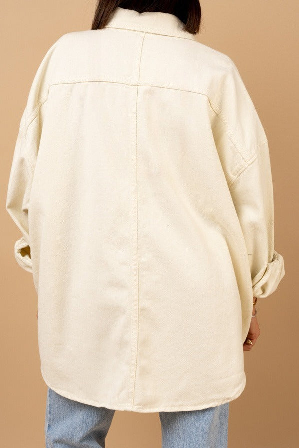 Oversized Statement Button Denim Shacket