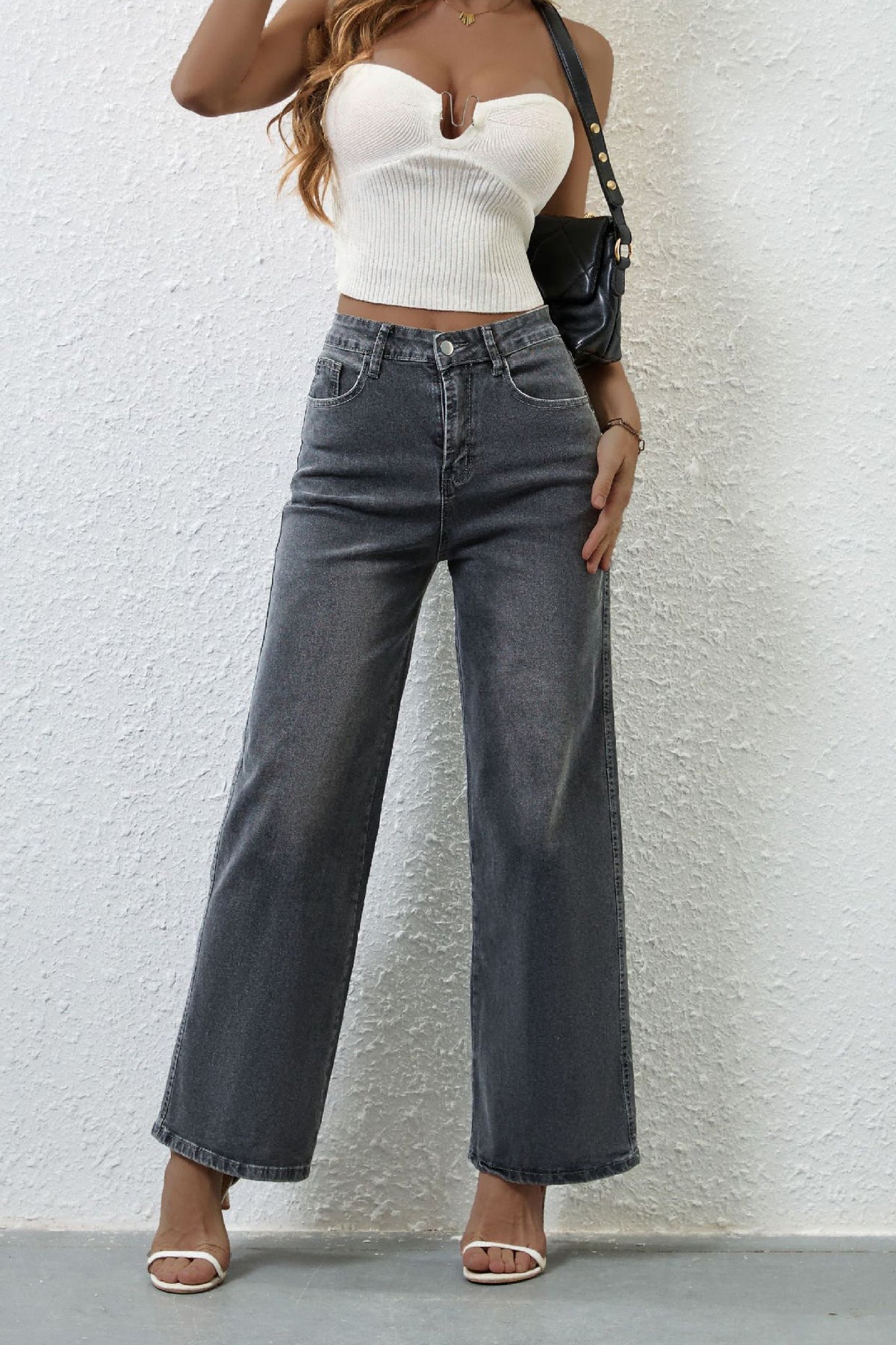 High Waist Straight Leg Jeans