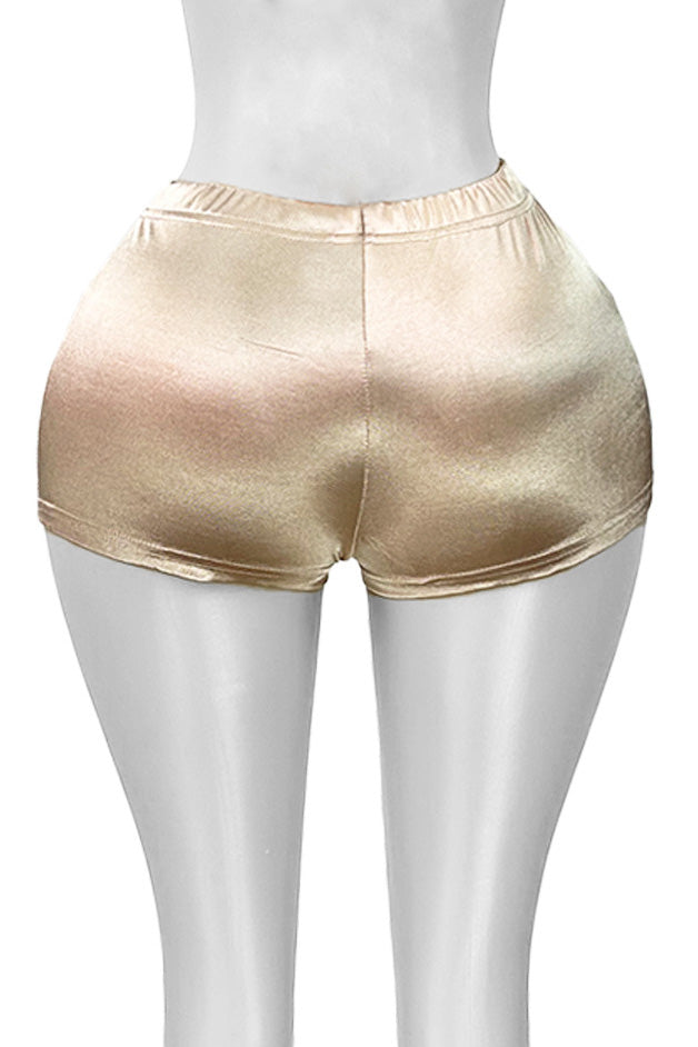 Shiny Satin Bodycon Mini Shorts