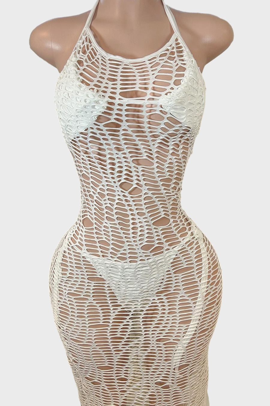 Fishnet Sleeveless Maxi Dress Set