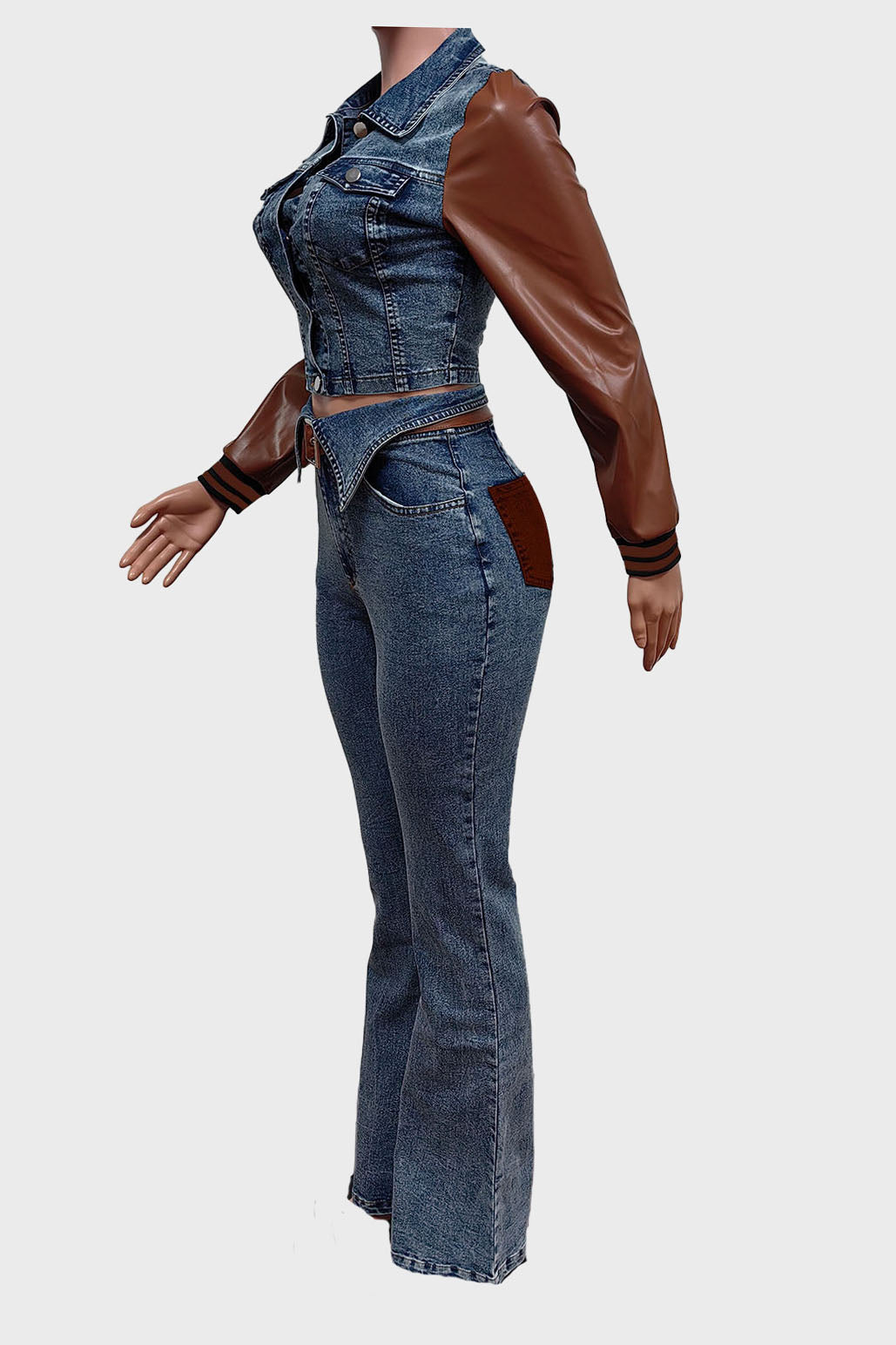 Leather Denim Set