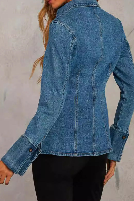 Tailored Fit Flare Hem Denim Shirt Jacket