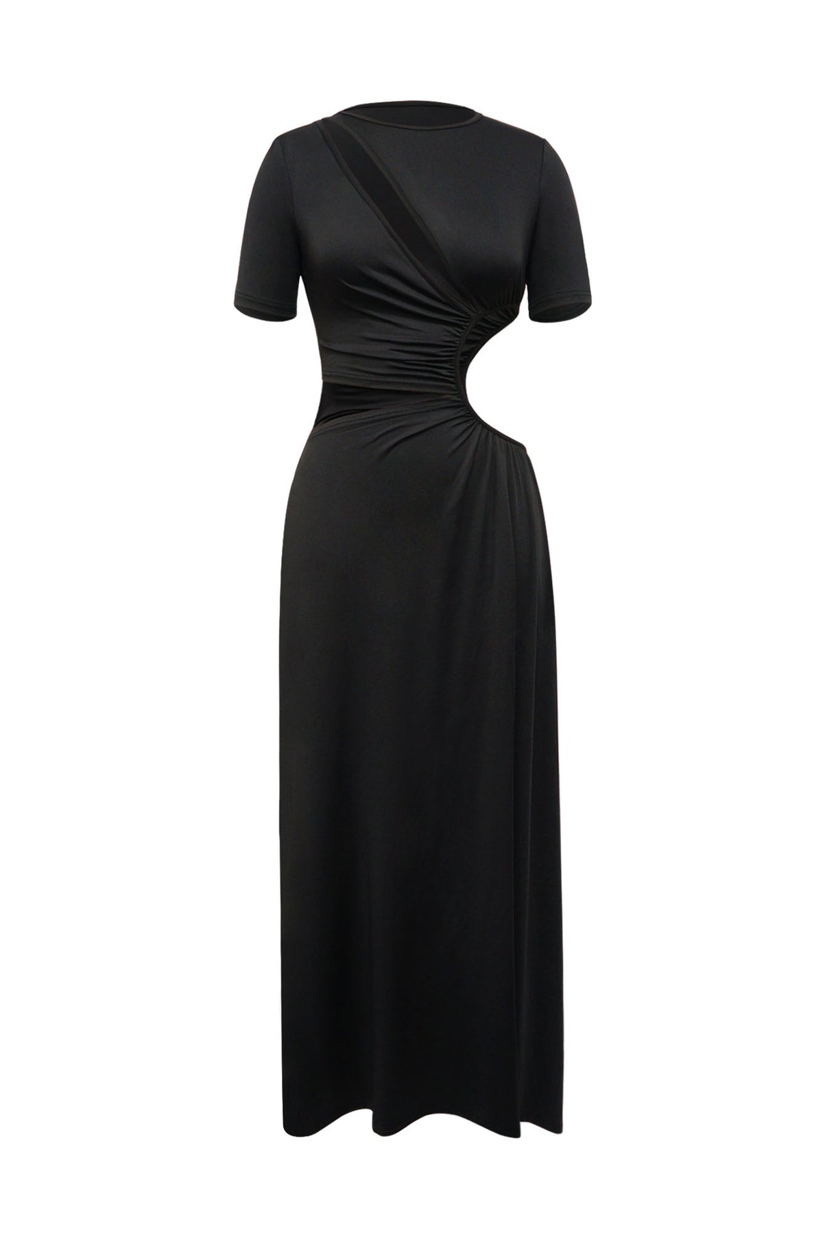 Cutout Ruched High Slit Maxi Dress