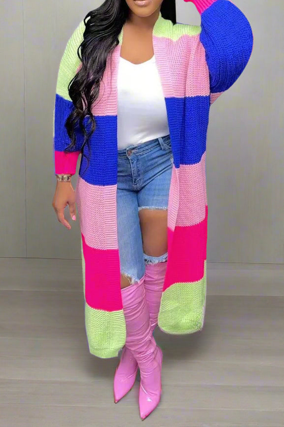 Stripe Knit Cardigan Sweater