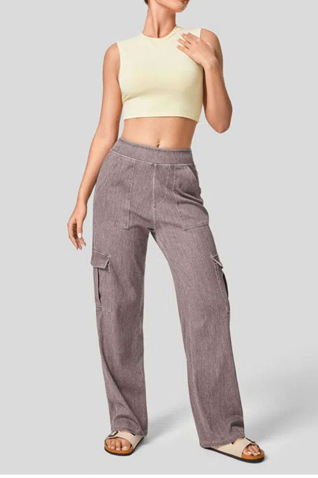 High Rise Wide Leg Cargo Jeans
