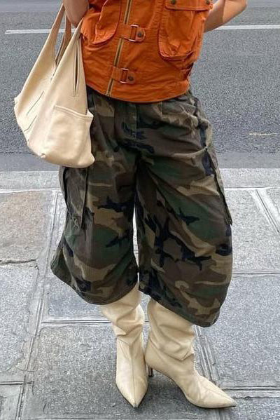Baggy Cropped Utility Cargo Pants