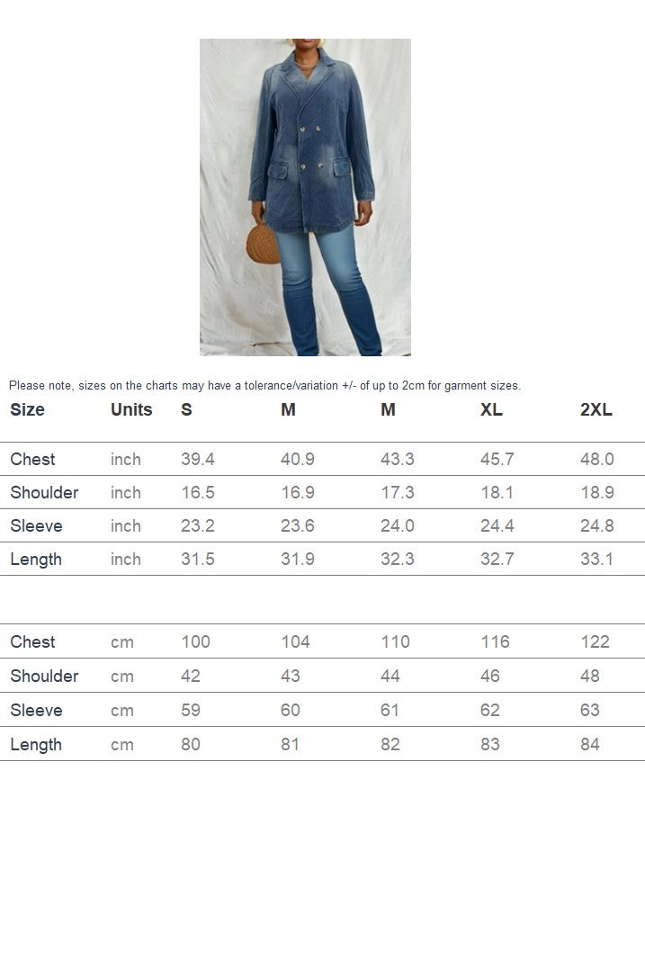 Lapel Collar Washed Denim Top