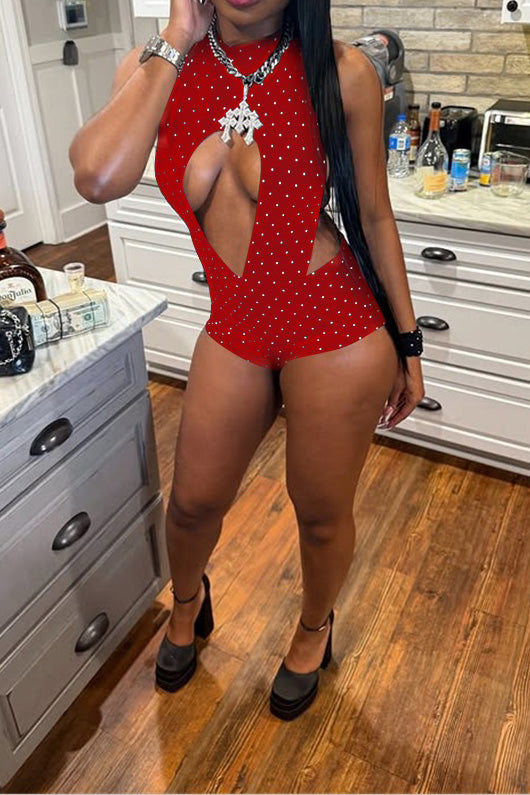Polka Dot Cutout Romper