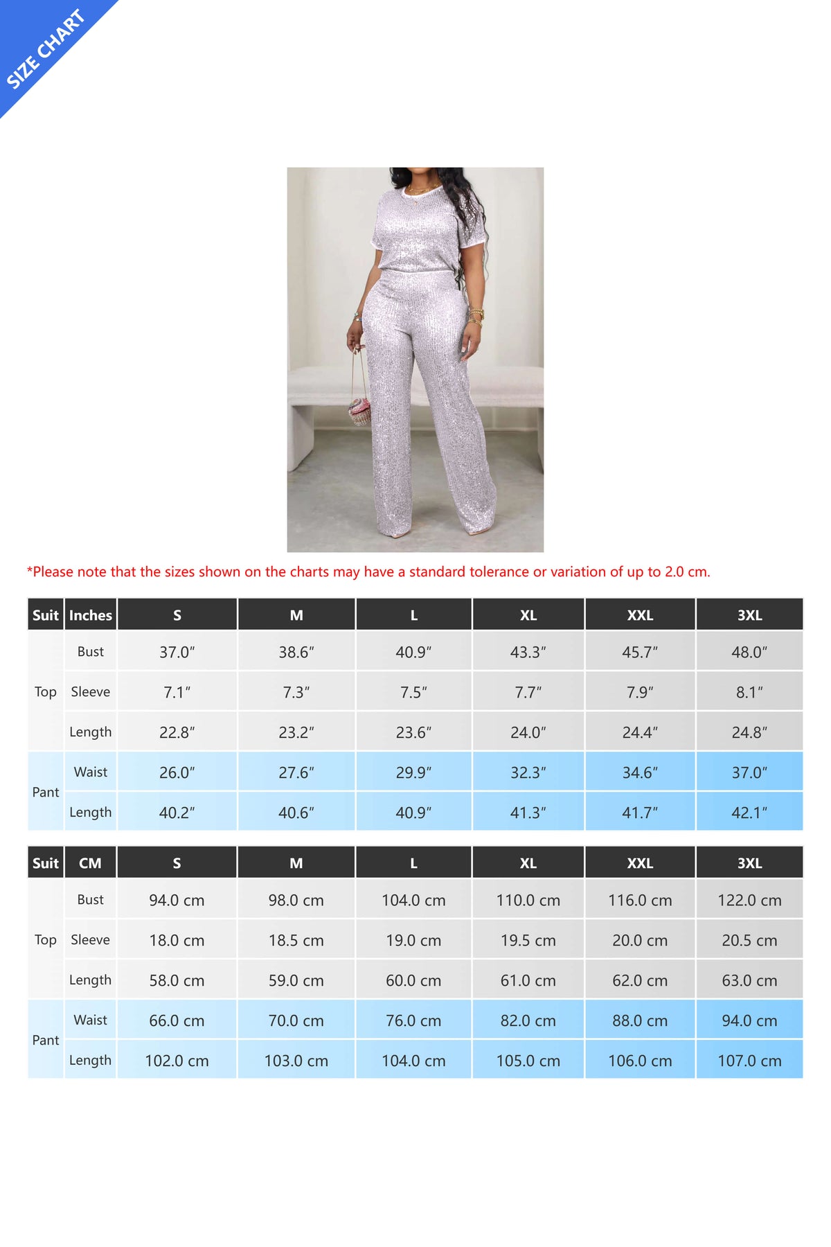 Sequin Solid 2-Piece Set - Tee & Pants