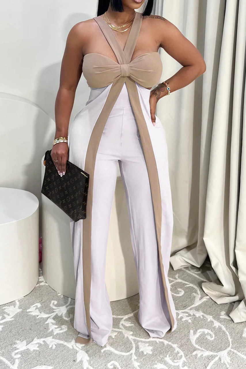 Crisscross Ribbon Cutout Jumpsuit