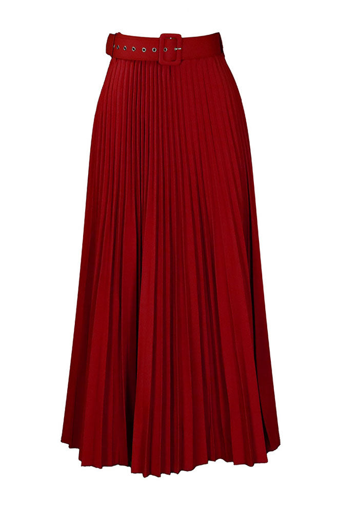 High Waist Pleated Midi Skirt