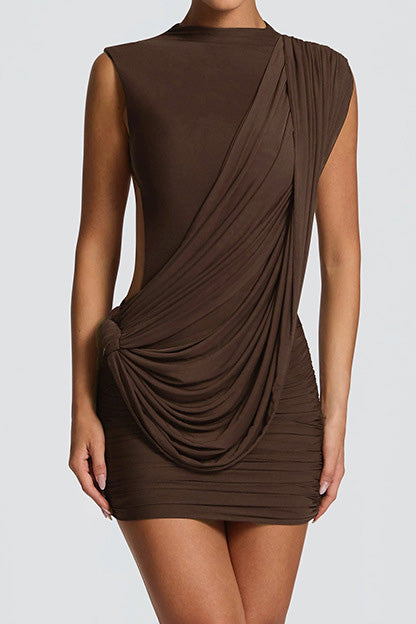 Asymmetrical Backless Tie Detail Dress
