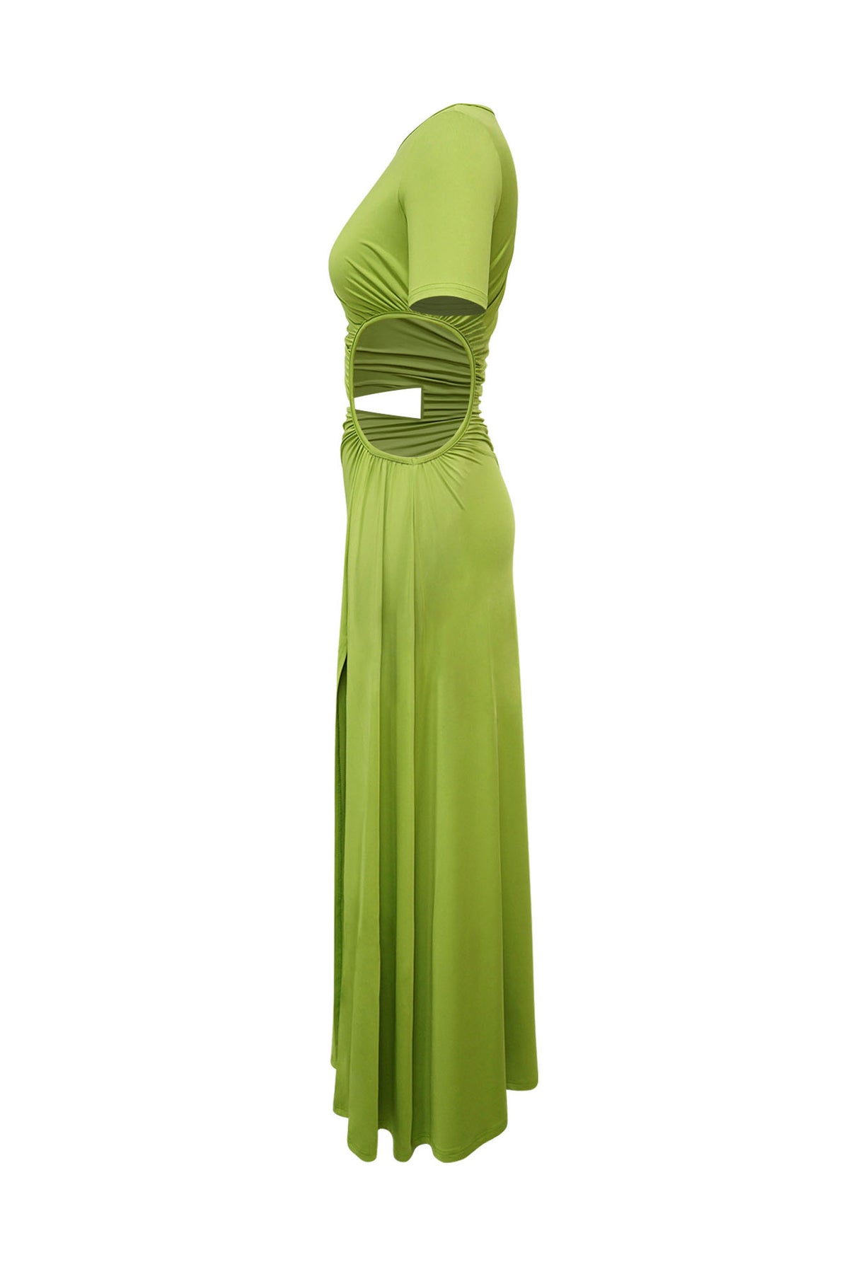 Cutout Ruched High Slit Maxi Dress
